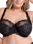 Curvy Kate Lovelace Underwired Balcony Bra, Black/Taupe