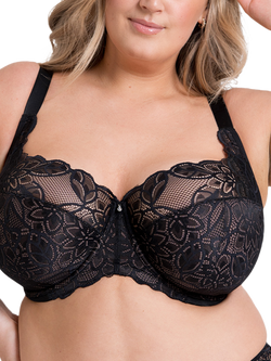 Curvy Kate Lovelace Underwired Balcony Bra, Black/Taupe
