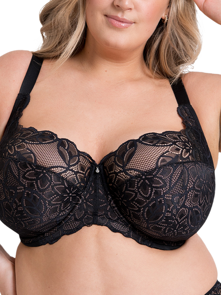 Curvy Kate Lovelace Underwired Balcony Bra, Black/Taupe