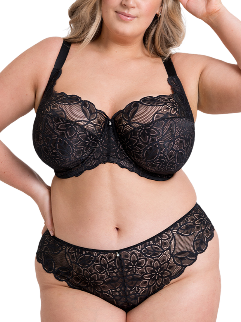 Product image 4 of 8, which shows Curvy Kate Lovelace Underwired Balcony Bra, Black/Taupe, 30E