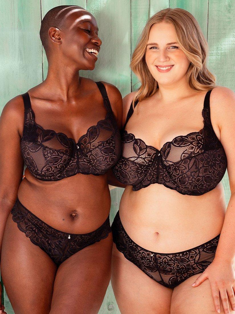 Product image 6 of 8, which shows Curvy Kate Lovelace Underwired Balcony Bra, Black/Taupe, 30E