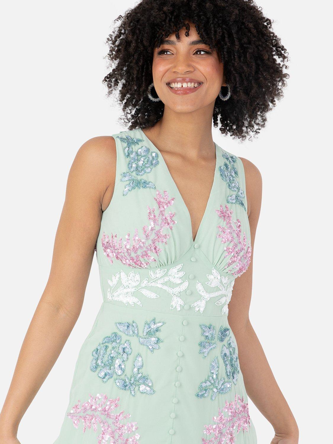 Product image 2 of 5, which shows Maya Deluxe Floral Sleeveless Maxi Dress, Mint, 6