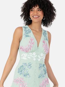 Maya Deluxe Floral Sleeveless Maxi Dress - view 2, Mint