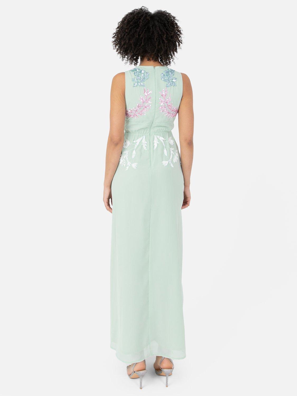 Product image 3 of 5, which shows Maya Deluxe Floral Sleeveless Maxi Dress, Mint, 6