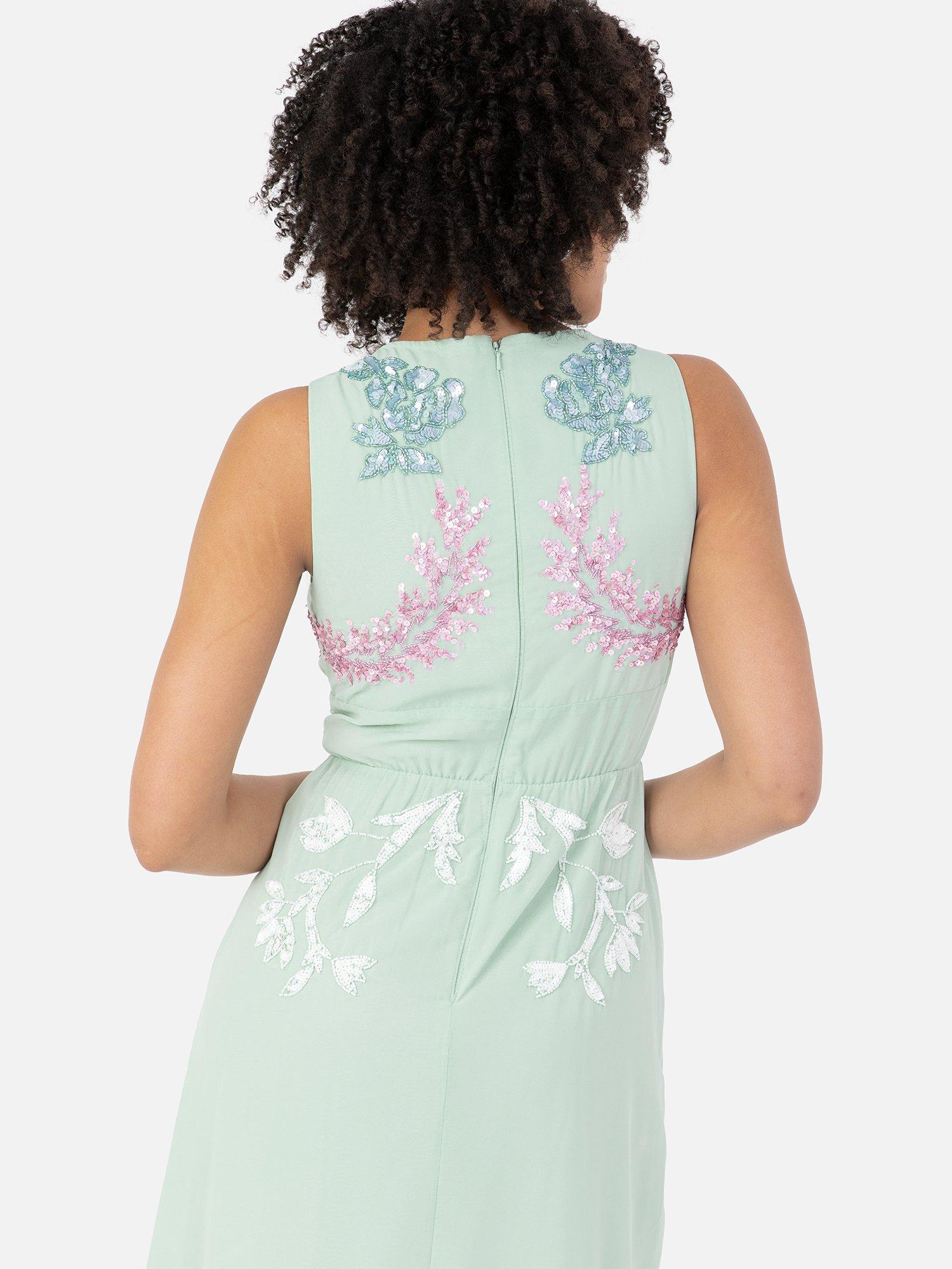 Product image 4 of 5, which shows Maya Deluxe Floral Sleeveless Maxi Dress, Mint, 6