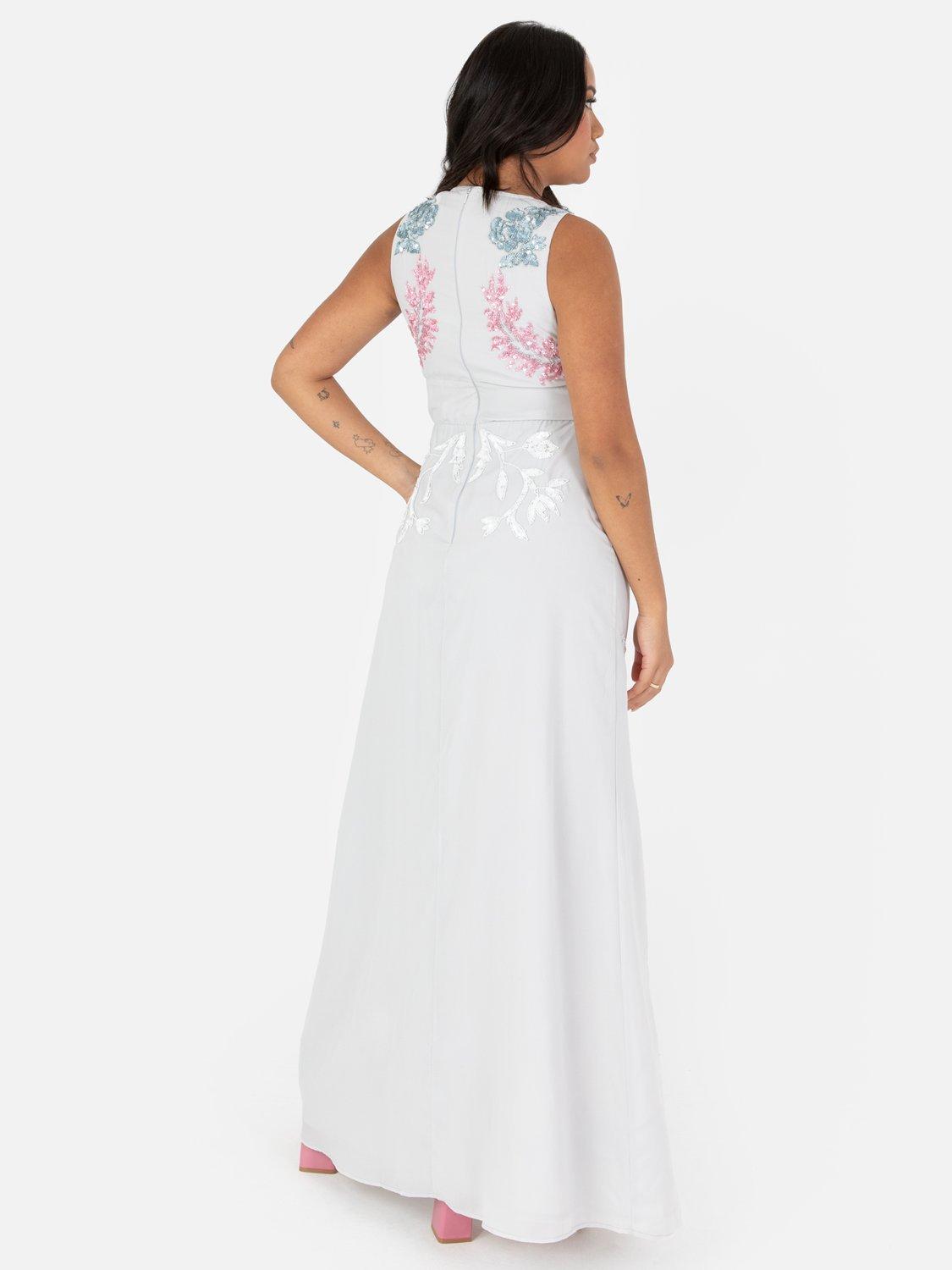 Product image 3 of 5, which shows Maya Deluxe Floral Sleeveless Maxi Dress, Glacier Grey, 6