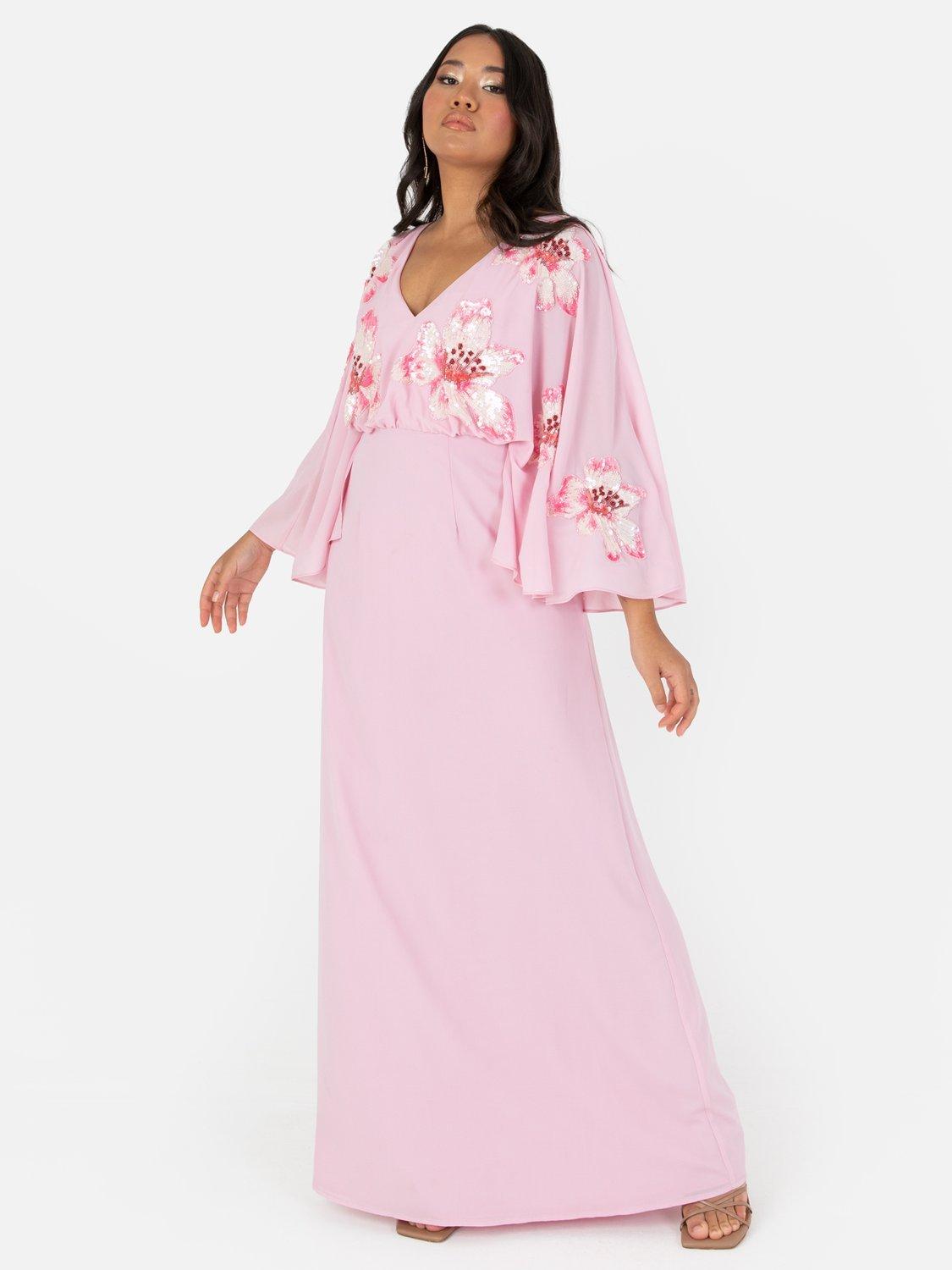 Product image 1 of 6, which shows Maya Deluxe Floral Long Sleeve Chiffon Maxi Dress, Cherry Blossom, 6
