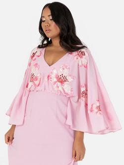 Maya Deluxe Floral Long Sleeve Chiffon Maxi Dress, Cherry Blossom - view 2, Cherry Blossom
