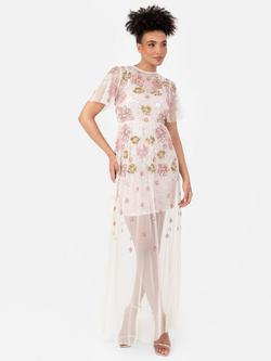 Maya Deluxe 2-in-1 Floral Maxi Dress, Ecru, Ecru