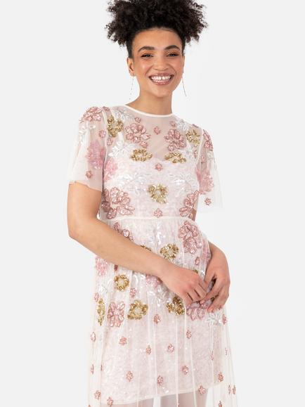 Maya Deluxe 2-in-1 Floral Maxi Dress, Ecru - view 2, Ecru