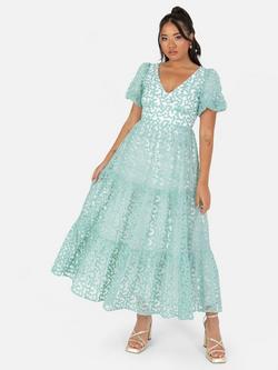 Maya Deluxe Embroidered Midi Dress, Mint, Mint