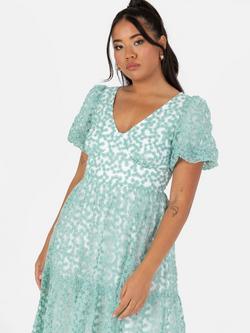 Maya Deluxe Embroidered Midi Dress, Mint - view 2, Mint