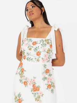 Maya Deluxe Tie Shoulder Midi Dress, Ecru - view 2, Ecru