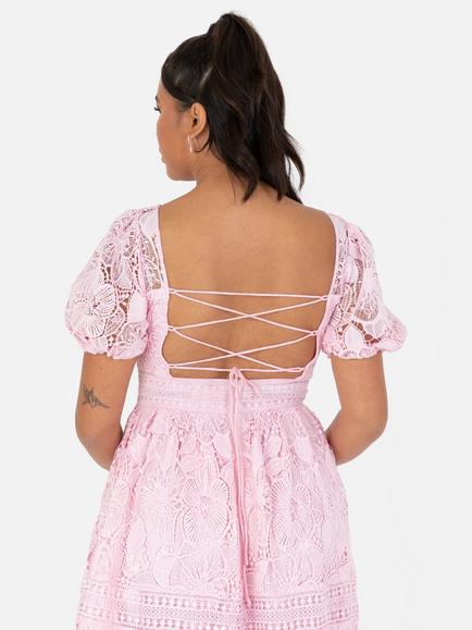 Maya Deluxe Floral Lace Midi, Pink - view 2, Pink