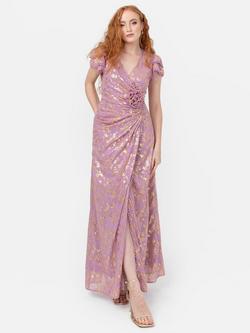 Maya Deluxe Foil Wrap Maxi Dress, Pink, Pink