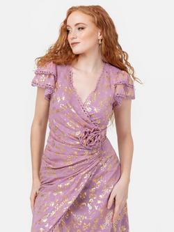 Maya Deluxe Foil Wrap Maxi Dress, Pink - view 2, Pink