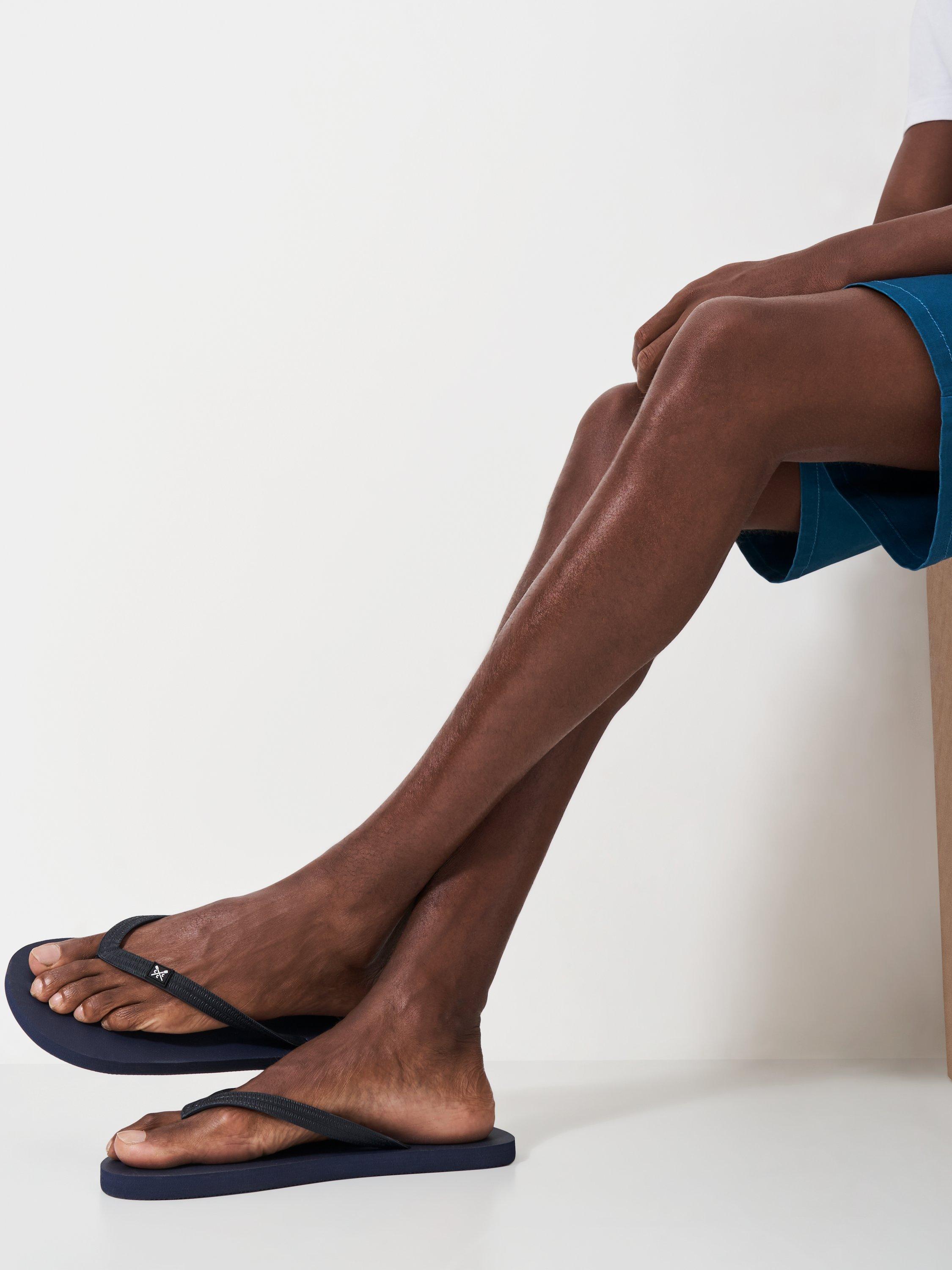 Product image 2 of 3, which shows Crew Clothing Crest Logo Flip Flops, Navy, L