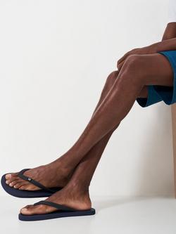 Crew Clothing Crest Logo Flip Flops, Navy - view 2, Navy