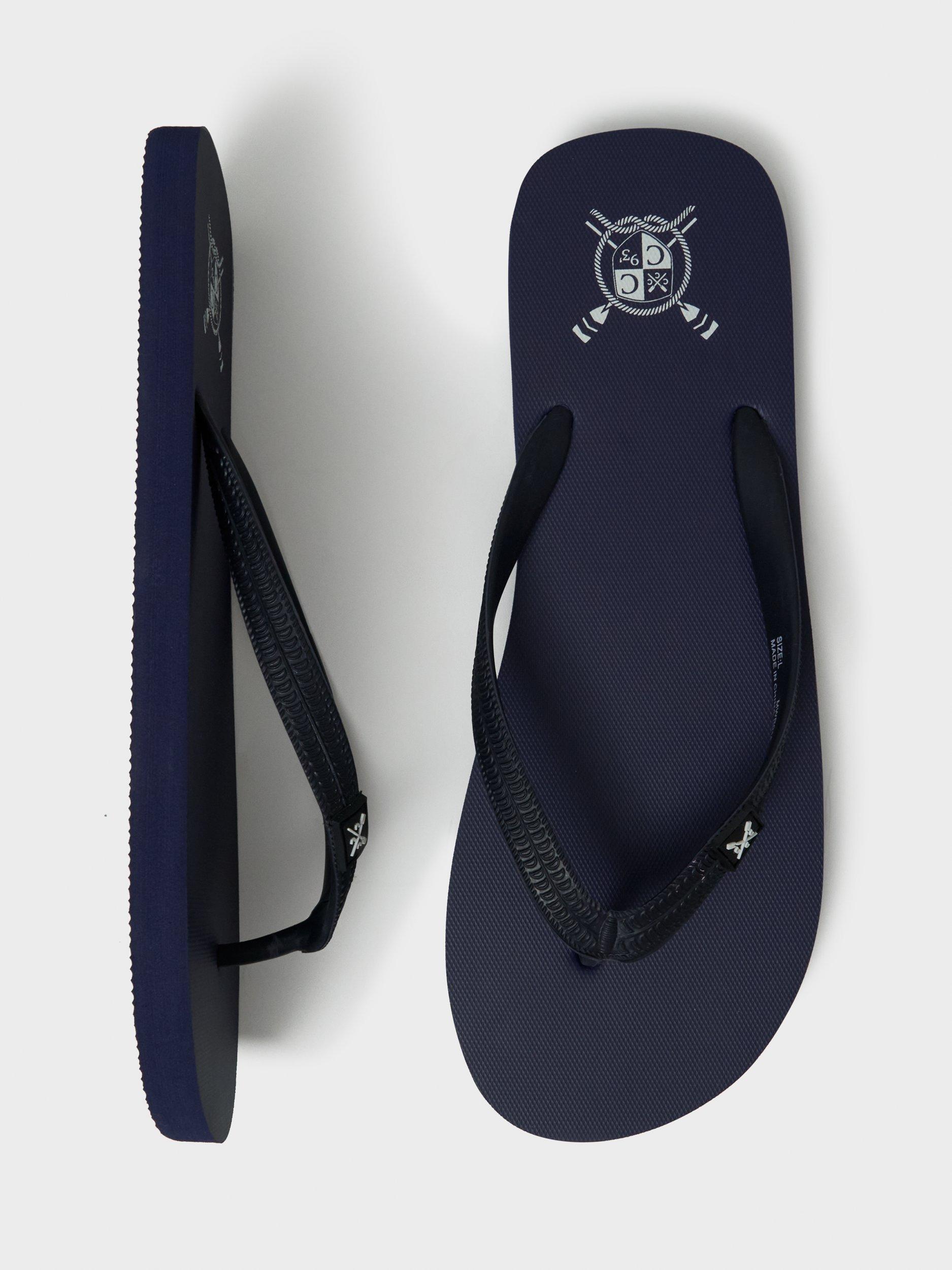 Product image 3 of 3, which shows Crew Clothing Crest Logo Flip Flops, Navy, L