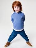 Crew Clothing Kids' Cotton Blend Hoodie, Mid Blue