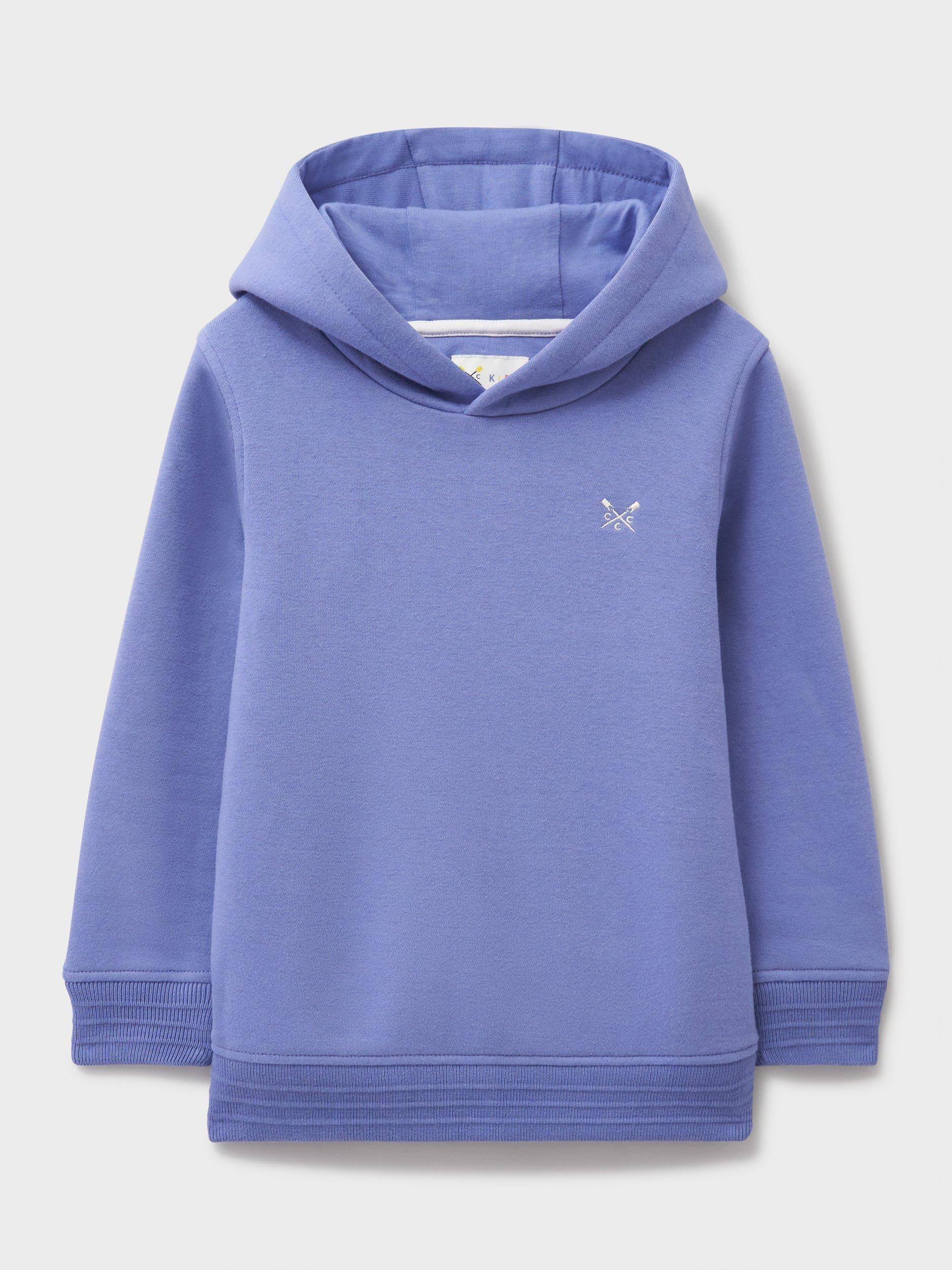 Product image 2 of 4, which shows Crew Clothing Kids' Cotton Blend Hoodie, Mid Blue, 8-9 years