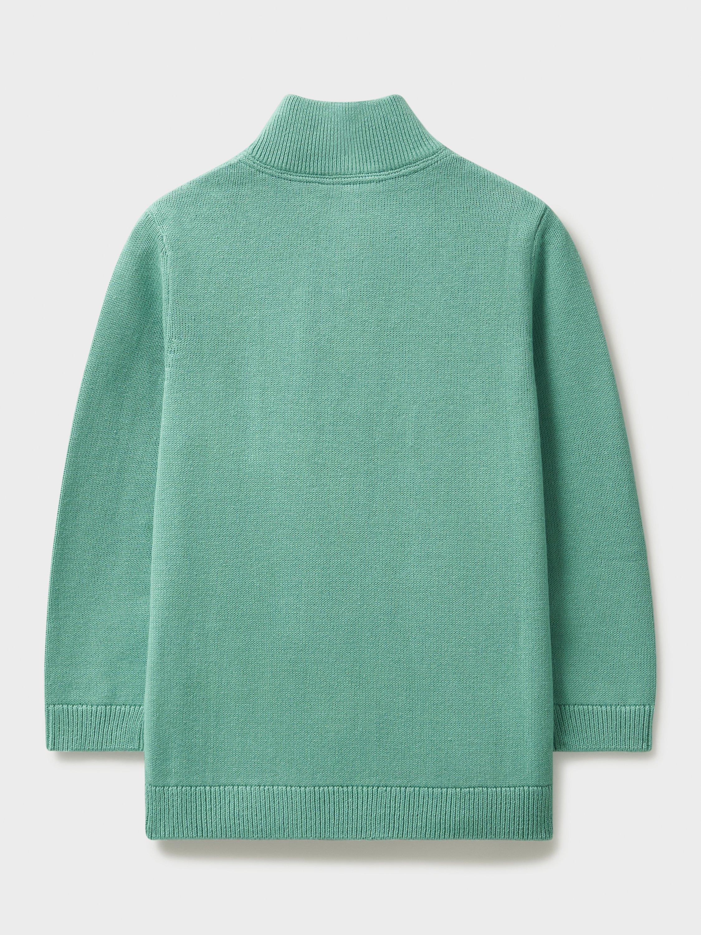 Product image 2 of 3, which shows Crew Clothing Kids' Cotton Half-Zip Sweater, Turquoise Blue, 8-9 years