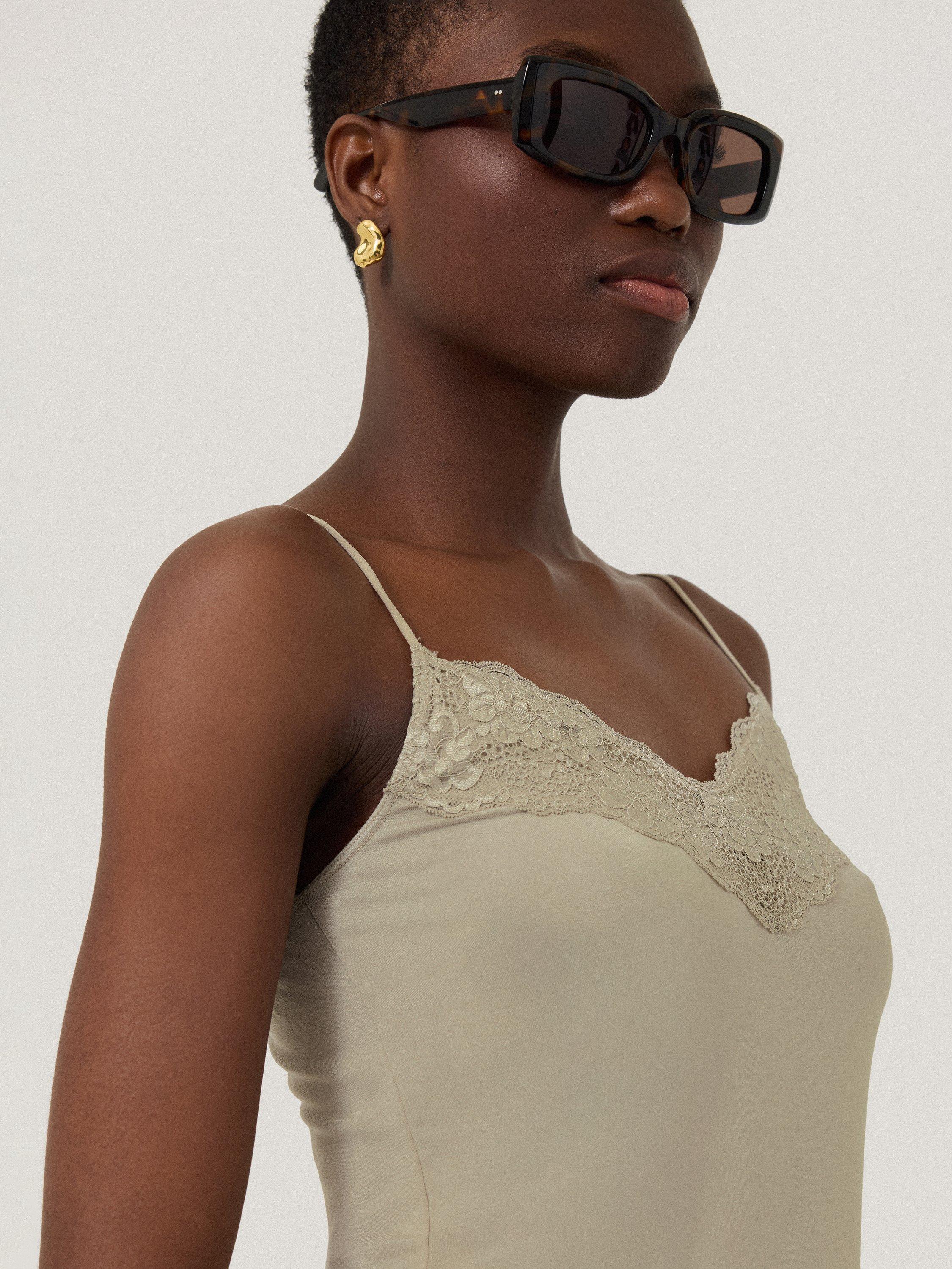 Product image 4 of 6, which shows Jigsaw Lace Trim Modal Vest, Ash Grey, XS