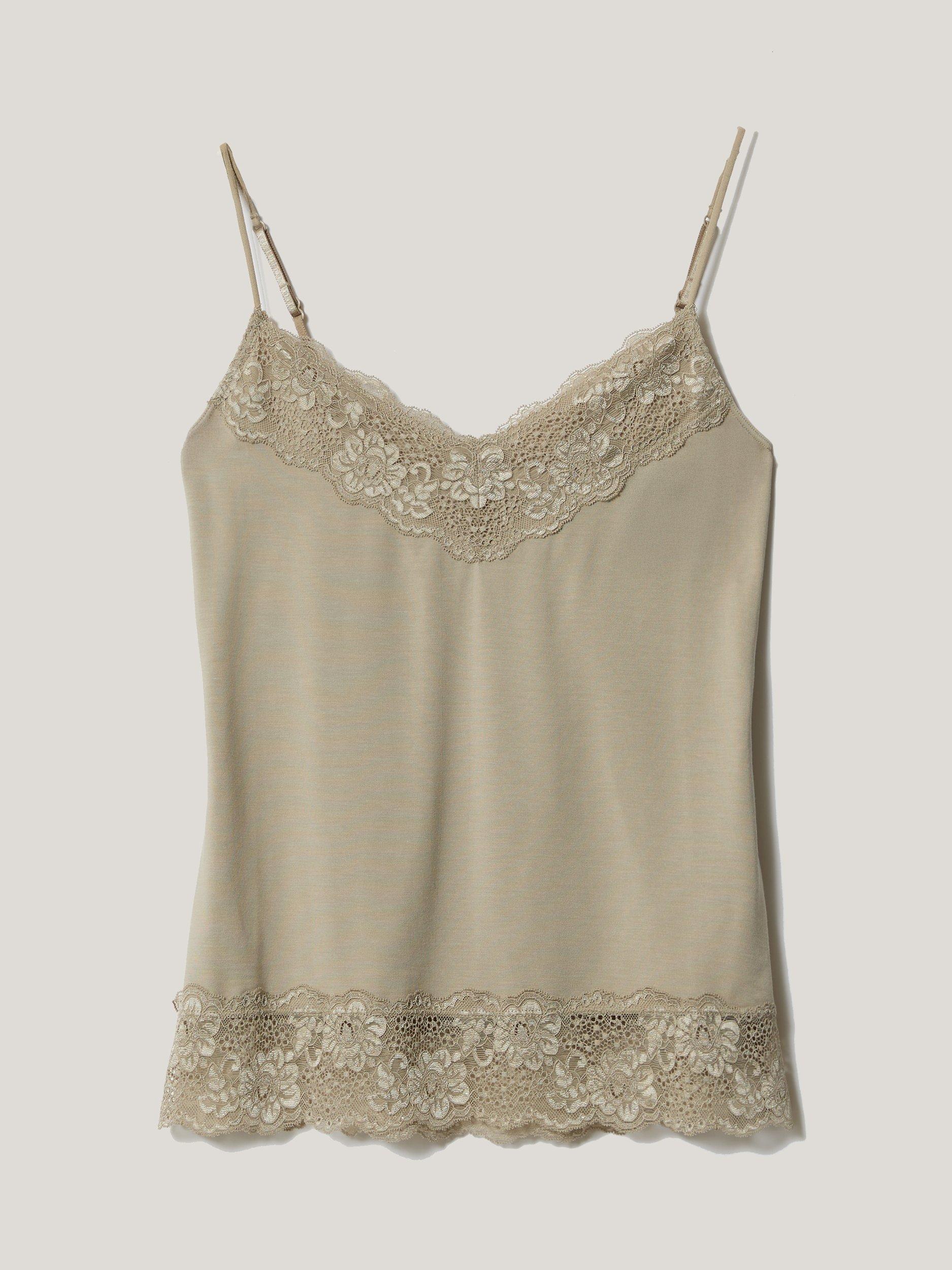Product image 5 of 6, which shows Jigsaw Lace Trim Modal Vest, Ash Grey, XS