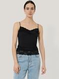 Jigsaw Lace Trim Modal Vest, Black