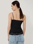 Jigsaw Lace Trim Modal Vest, Black