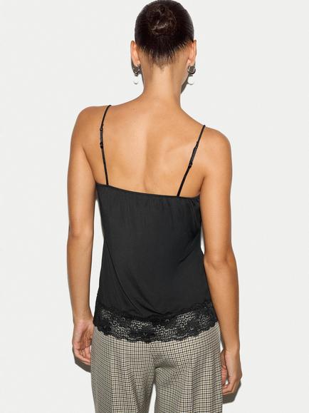 Jigsaw Lace Trim Camisole - view 2, Black