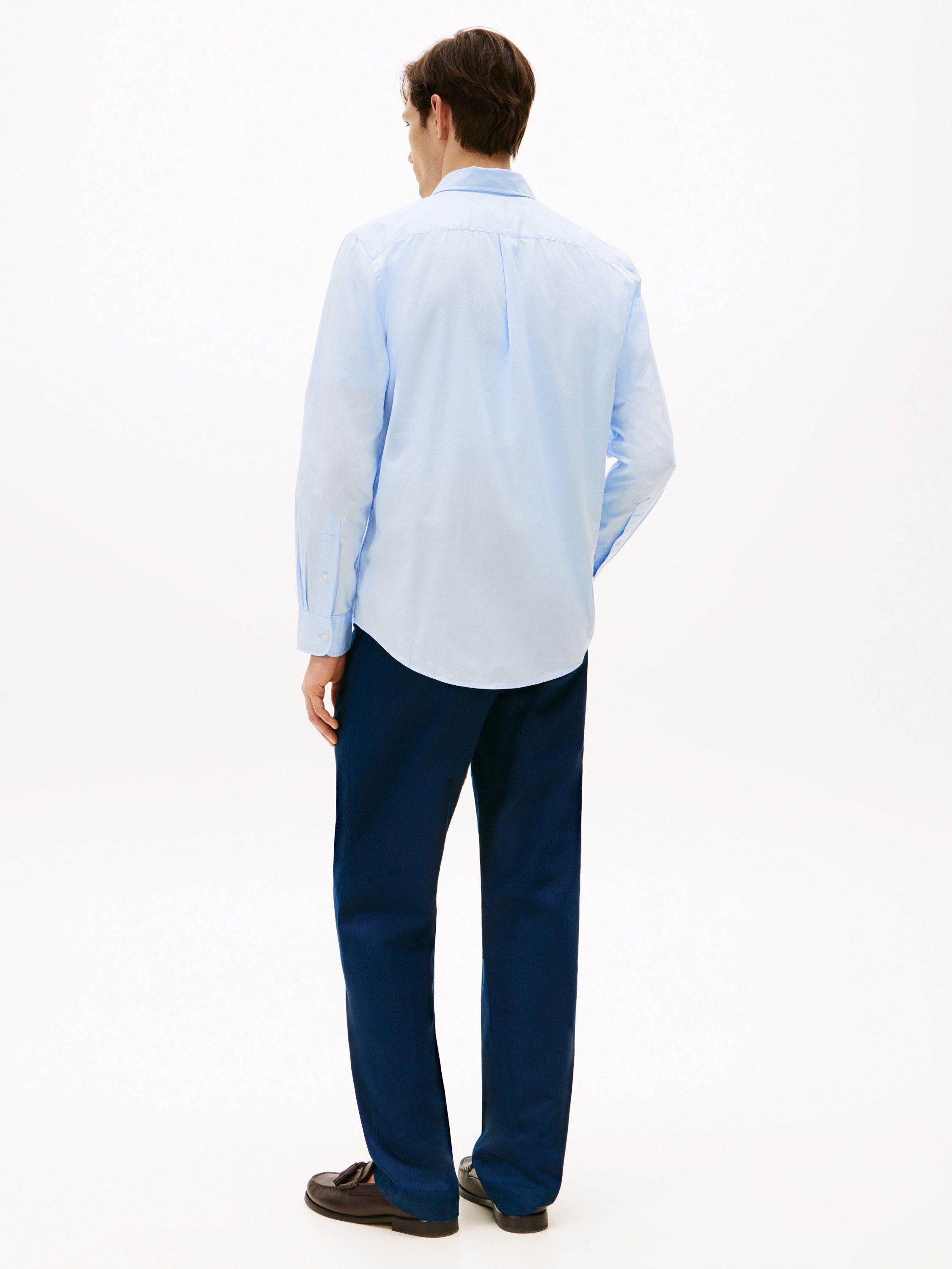 Product image 2 of 5, which shows Tommy Hilfiger Cotton Flex Poplin Shirt, Sweet Blue, XS