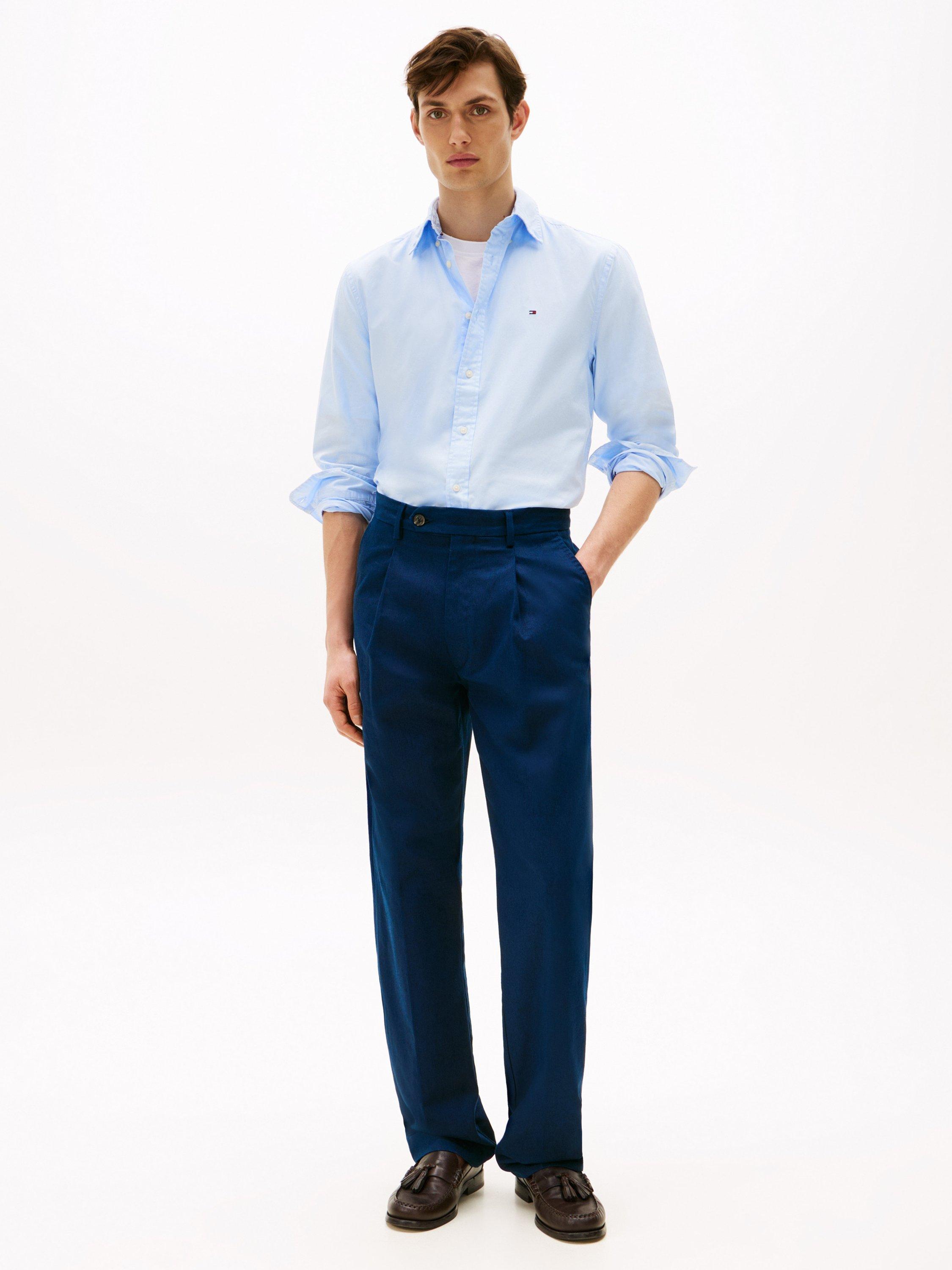 Product image 4 of 5, which shows Tommy Hilfiger Cotton Flex Poplin Shirt, Sweet Blue, XS
