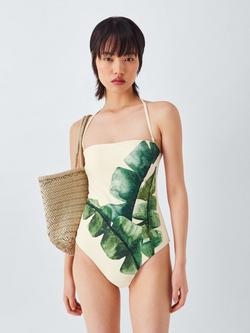 John Lewis Inka Palm Open Back Swimsuit, Ivory Placement, Ivory Placement