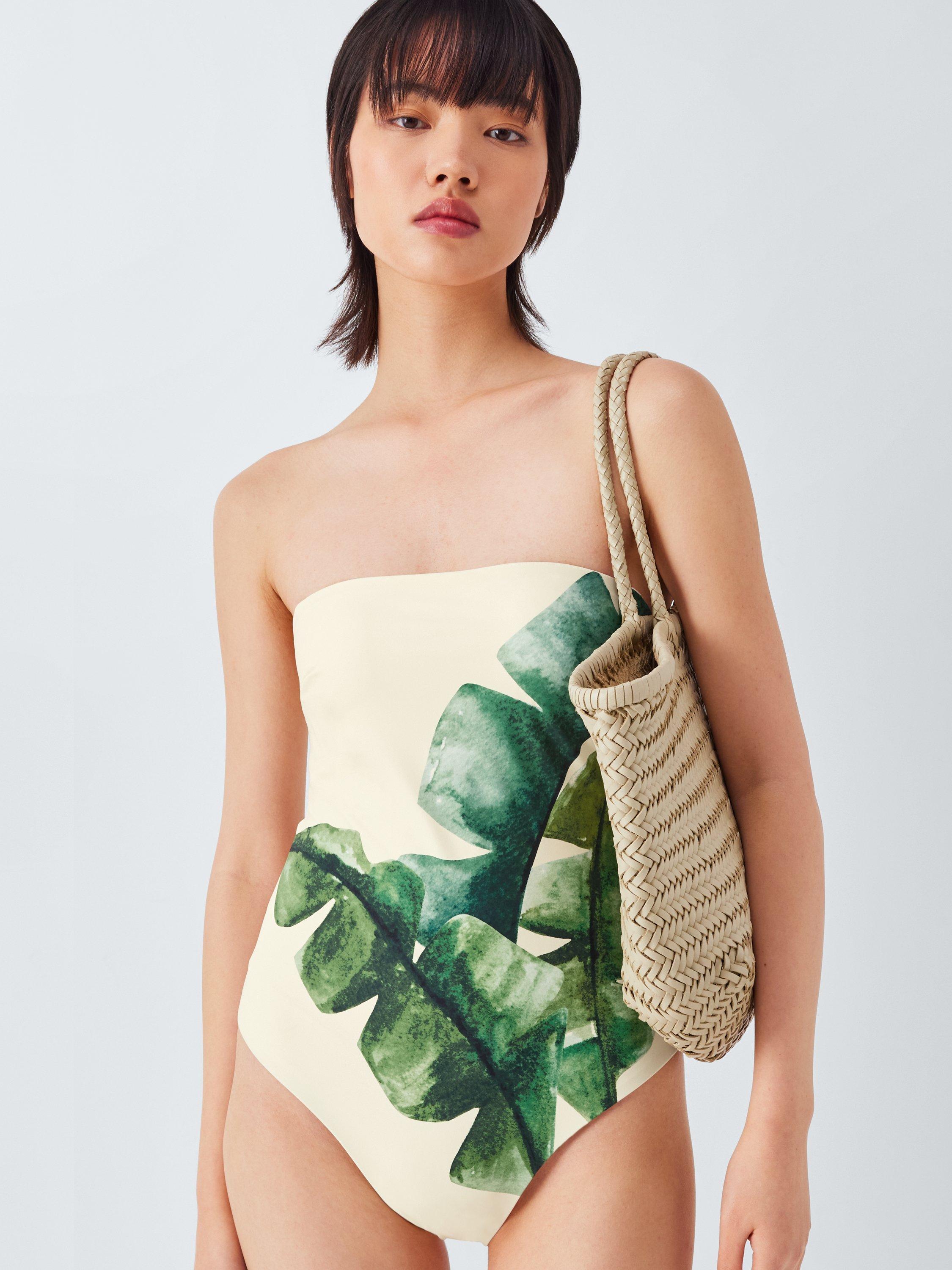 Product image 3 of 7, which shows John Lewis Inka Palm Open Back Swimsuit, Ivory Placement, 8