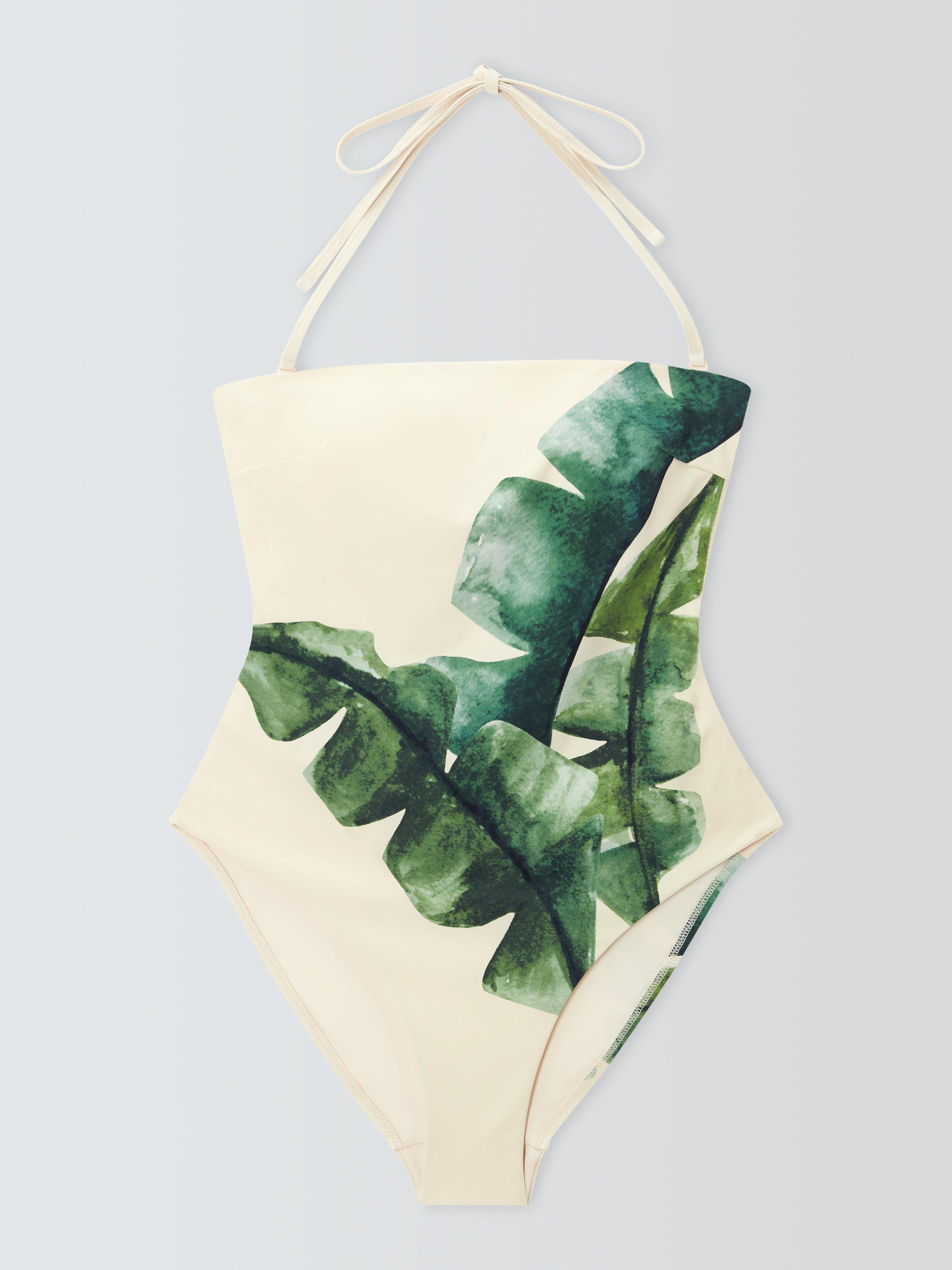 Product image 4 of 7, which shows John Lewis Inka Palm Open Back Swimsuit, Ivory Placement, 8