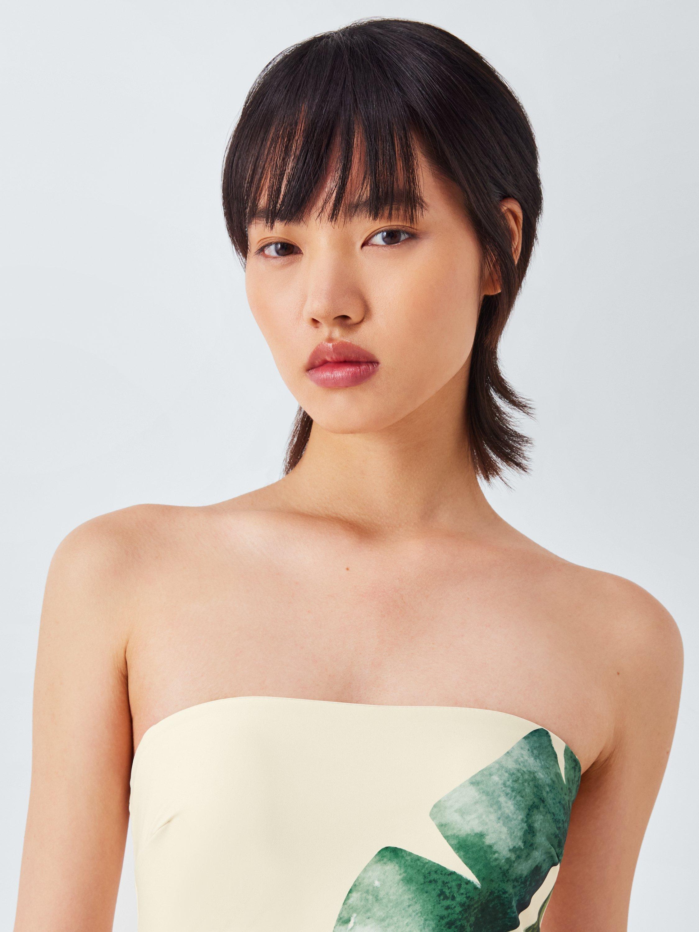 Product image 6 of 7, which shows John Lewis Inka Palm Open Back Swimsuit, Ivory Placement, 8