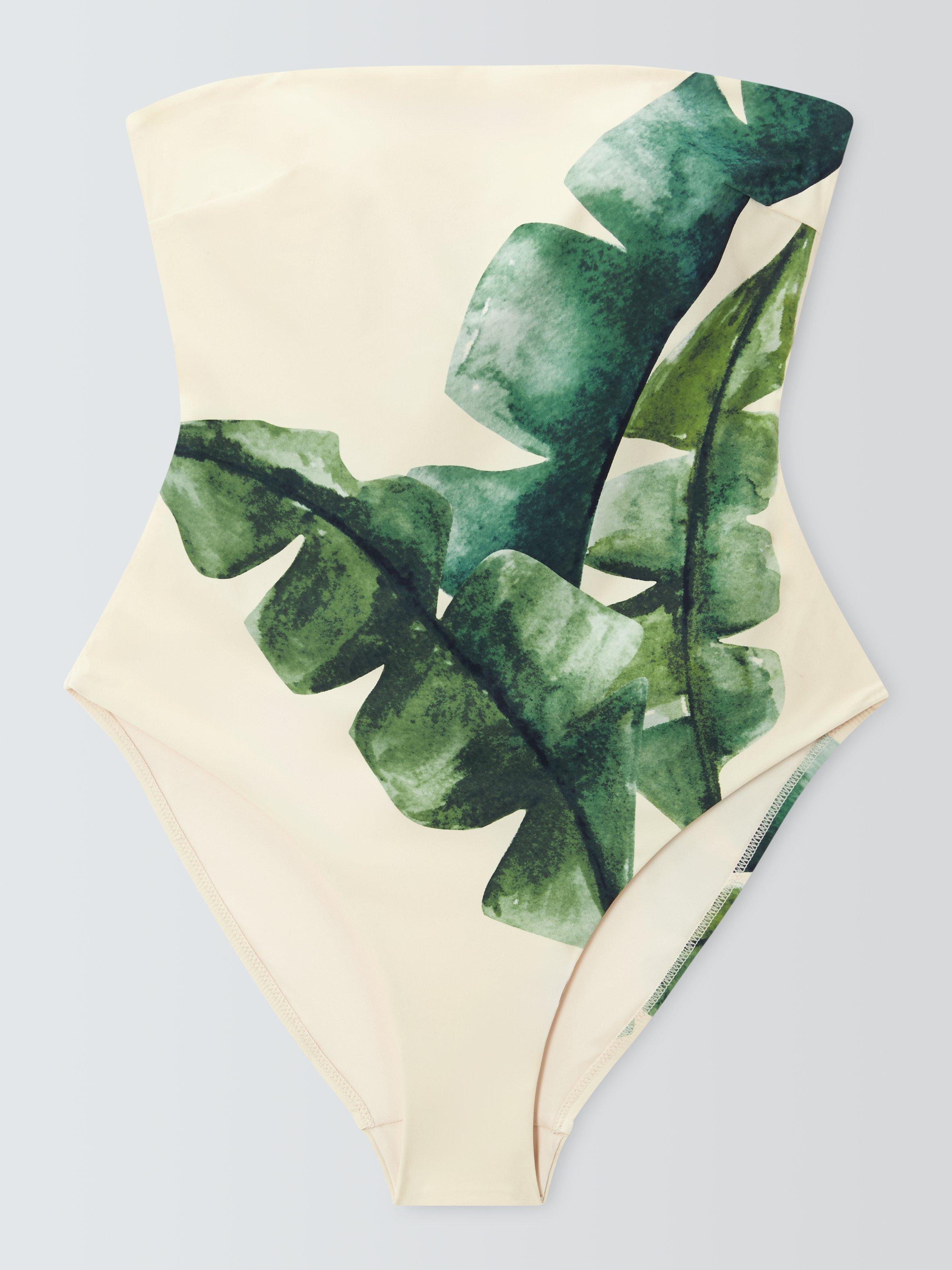Product image 7 of 7, which shows John Lewis Inka Palm Open Back Swimsuit, Ivory Placement, 8