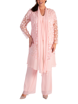 chesca Daisy Mesh Chiffon Coat, Blossom, Blossom