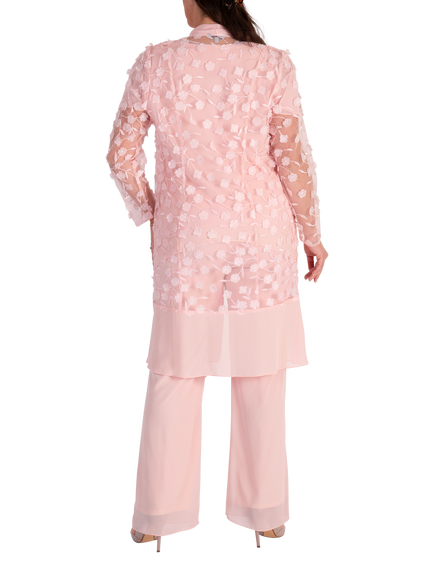 chesca Daisy Mesh Chiffon Coat, Blossom - view 2, Blossom