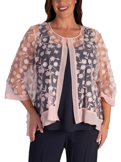 chesca Embroidered Daisy Mesh Jacket, Blossom, Blossom