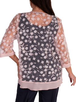 chesca Embroidered Daisy Mesh Jacket, Blossom - view 2, Blossom