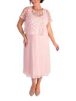 chesca Embroidered Daisy Chiffon Dress, Blossom, Blossom