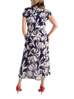 chesca Floral Linen Blend Shirt Dress, Navy/White - view 2, Navy/White