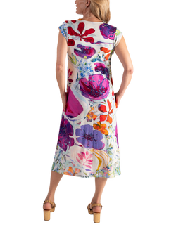 chesca Spring Flower Jersey Dress, White/Pink - view 2, White/Pink