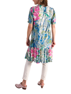 chesca Spring Meadow Embroidered Dress, White/Pink - view 2, White/Pink