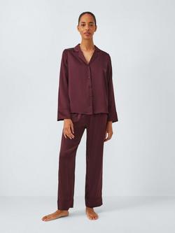 John Lewis Piped Silk Pyjama Set, Fig