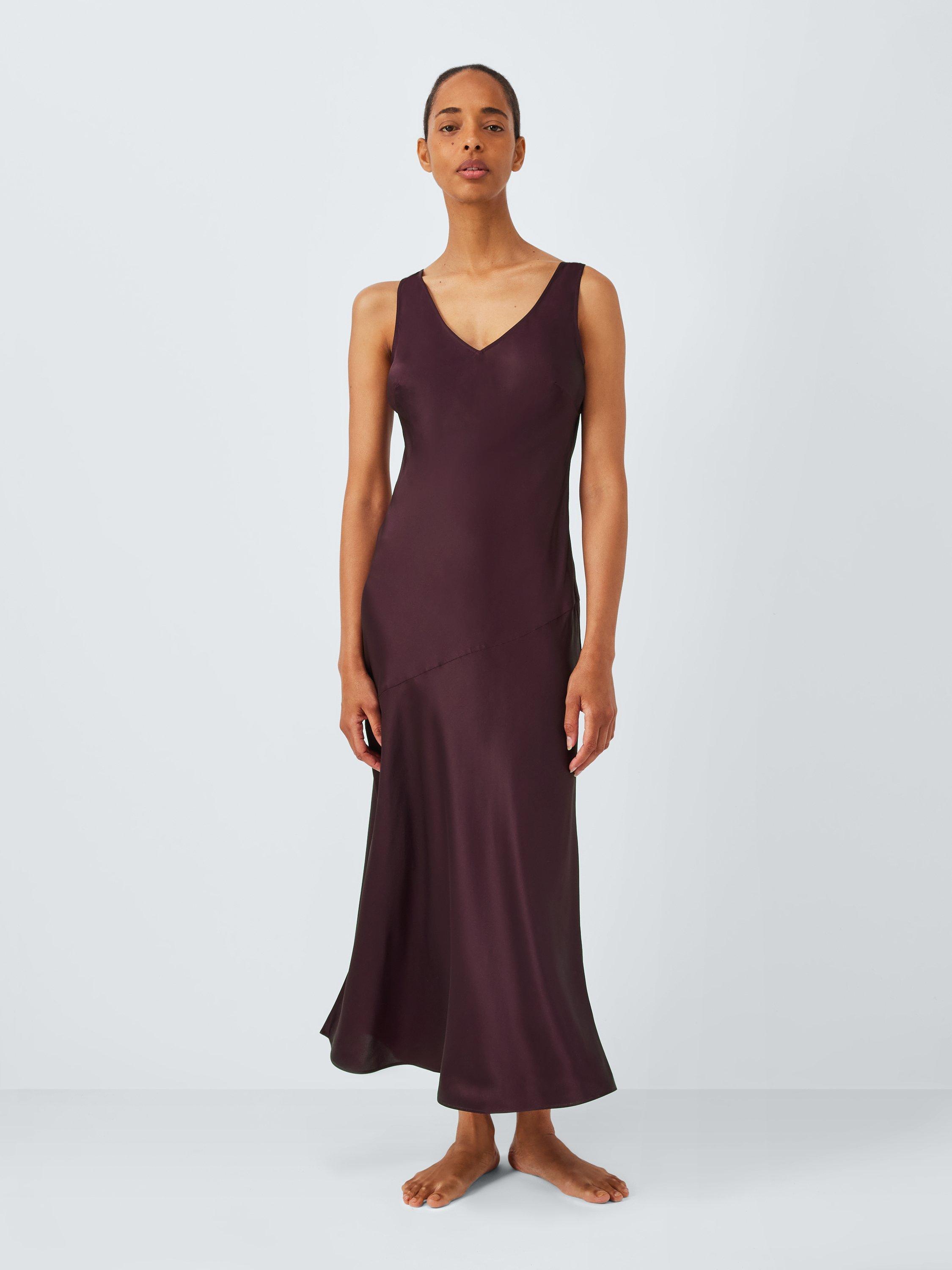 Product image 1 of 5, which shows John Lewis V-Neck Pure Silk Chemise, Fig, S