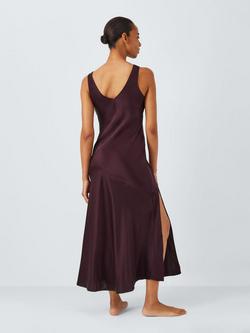 John Lewis V-Neck Pure Silk Chemise, Fig - view 2, Fig