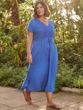 Live Unlimited Curve Crinkle Embroidered Dress, Blue